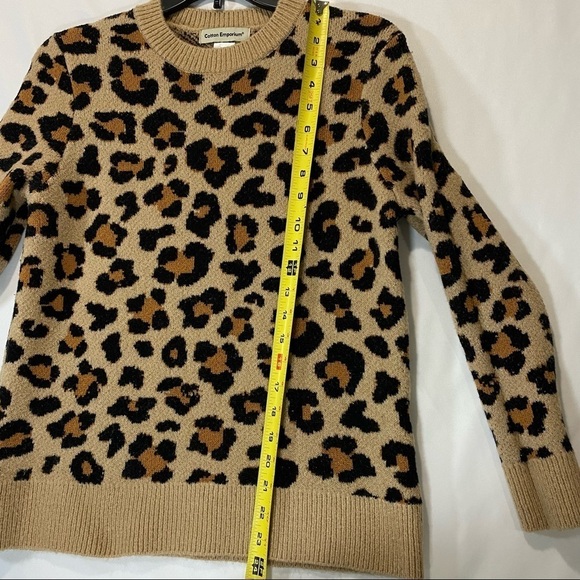 Cotton Emporium Women’s Size S Leopard Pattern‎ Crewneck Sweater Brown/Black - Picture 11 of 11